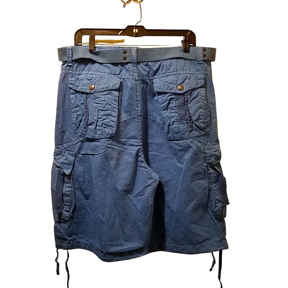 Recess Blue Cotton Bermuda Belted Cargo Shorts Size 38 - Picture 2 of 4